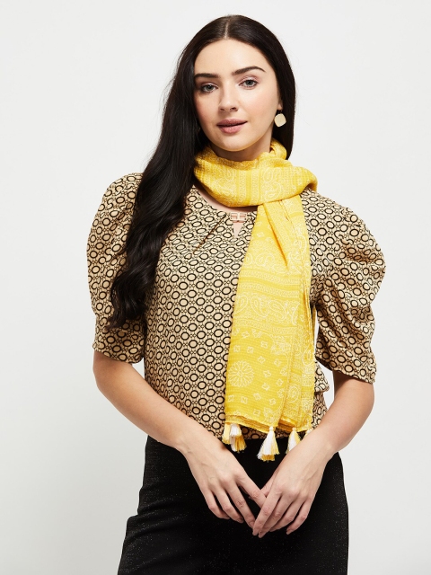 

max Women Yellow Printed Scarf