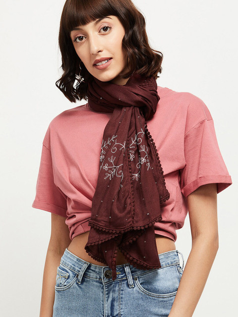 

max Women Maroon Printed Scarf