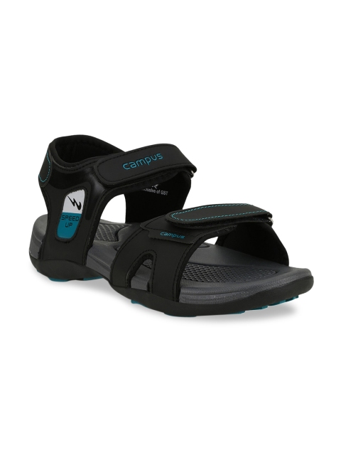 

Campus Men Black & Grey Textured Sports Sandals
