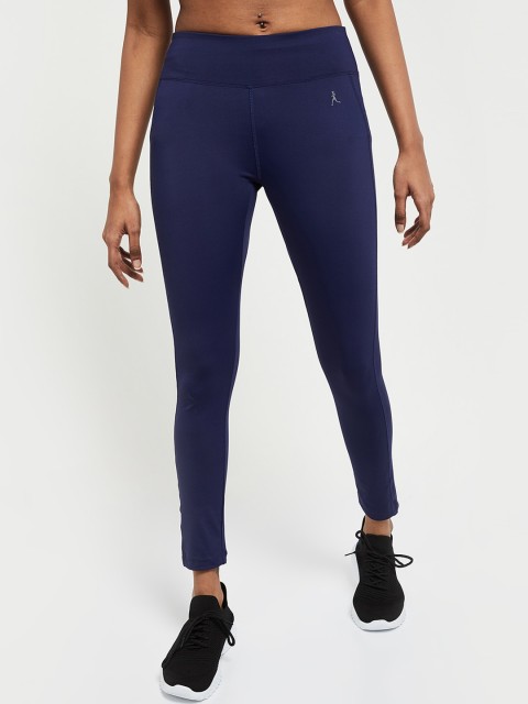 

max Women Navy Blue Solid Tights