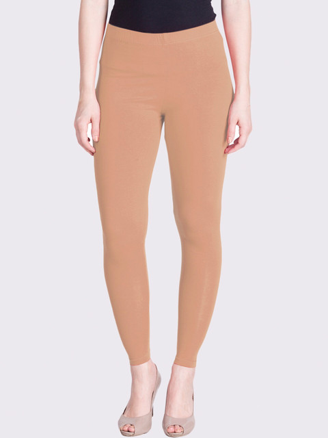 

LYRA Women Peach-Coloured Solid Ankle-Length Cotton Leggings