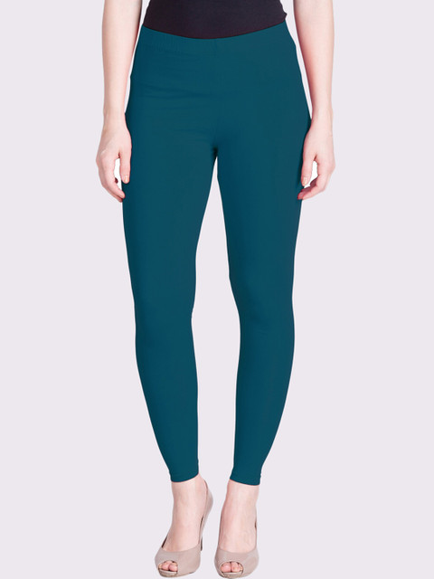 

LYRA Women Blue Solid Cotton Ankle-Length Leggings