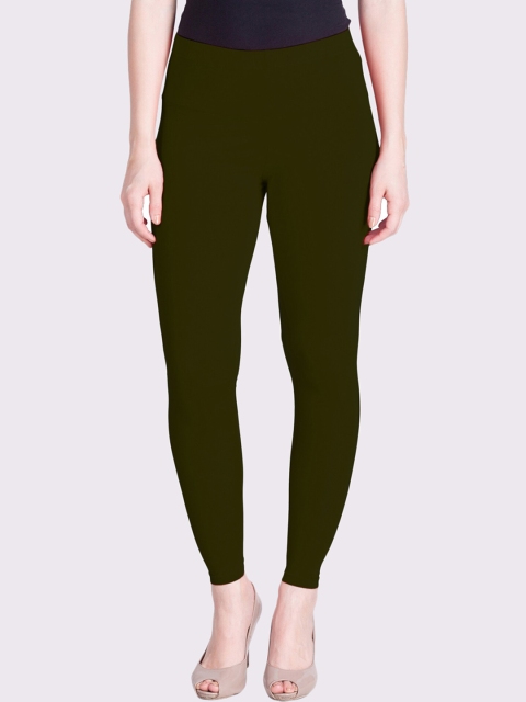 

LYRA Women Olive Green Solid Mid Rise Ankle-Length Cotton Leggings