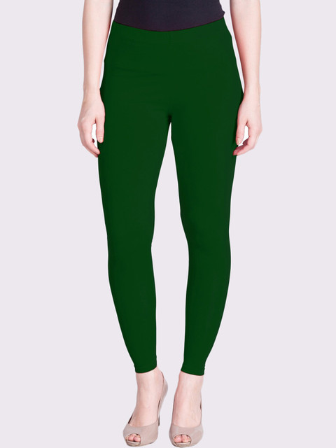 

LYRA Women Green Solid Ankle-Length Cotton Leggings