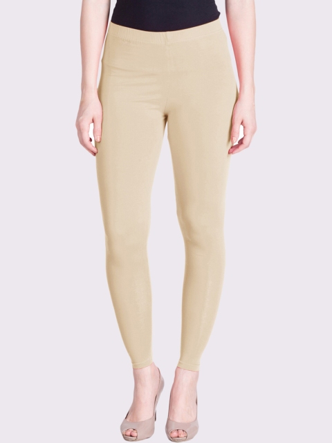 

LYRA Women Beige Solid Cotton Ankle-Length Leggings