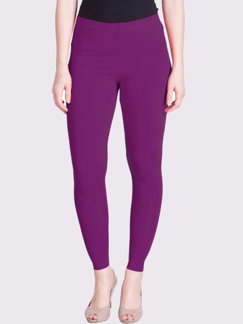 

LYRA Women Purple Solid Cotton Ankle-Length Leggings