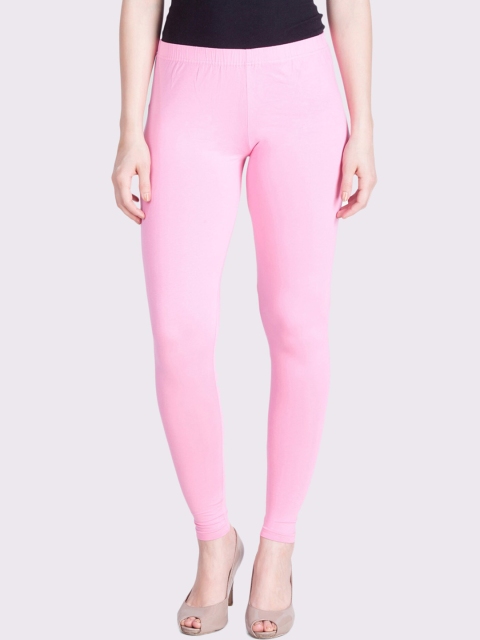 

LYRA Women Pink Solid Cotton Ankle-Length Leggings