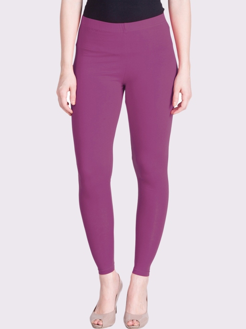 

LYRA Women Mauve Solid Mid Rise Cotton Ankle-Length Leggings