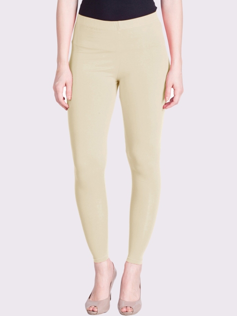 

LYRA Women Cream-Coloured Solid Ankle-Length Cotton Leggings