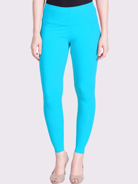 

LYRA Women Blue Solid Cotton Ankle-Length Leggings