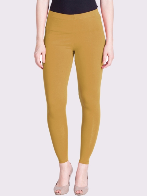 

LYRA Women Yellow Solid Cotton Ankle-Length Leggings