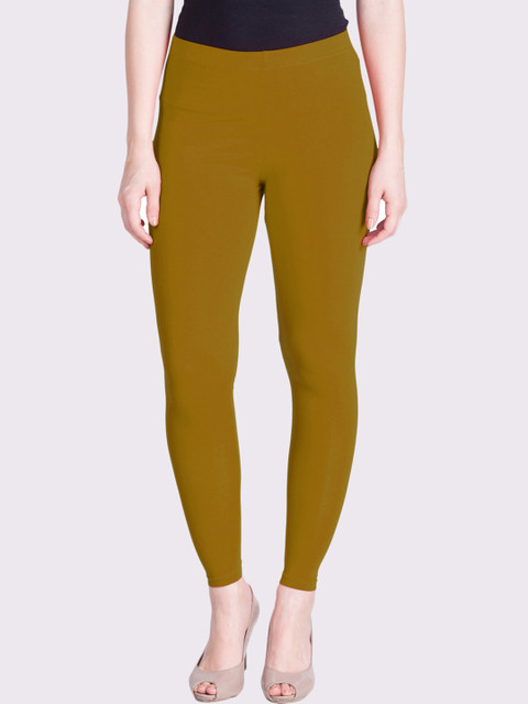 

LYRA Women Olive Solid Cotton Ankle-Length Leggings