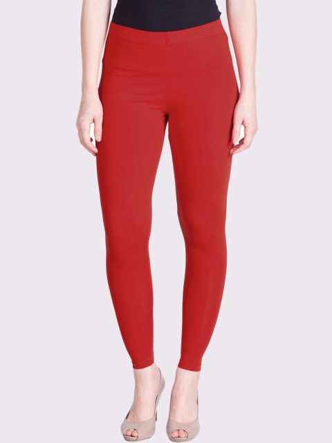 

LYRA Women Red Solid Cotton Ankle-Length Leggings