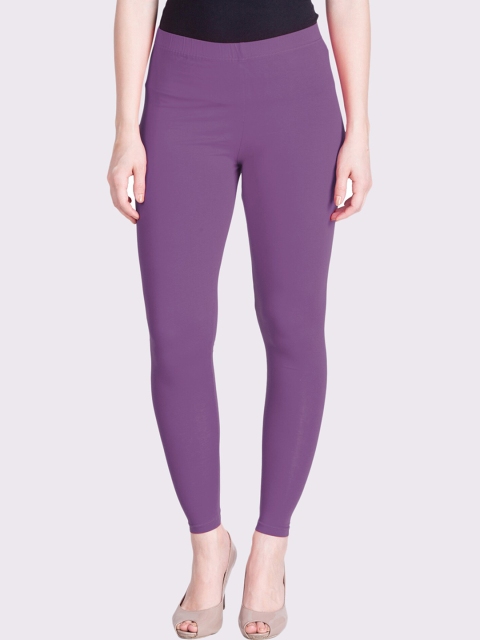 

LYRA Women Lavender Solid Cotton Ankle-Length Leggings