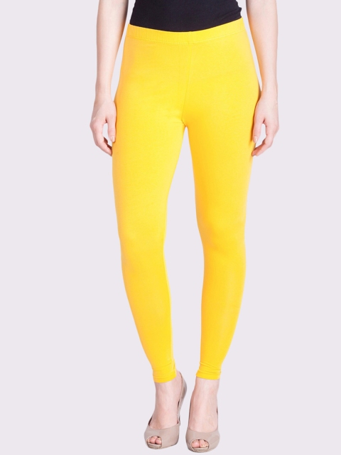 

LYRA Women Yellow Solid Mid Rise Cotton Ankle-Length Leggings