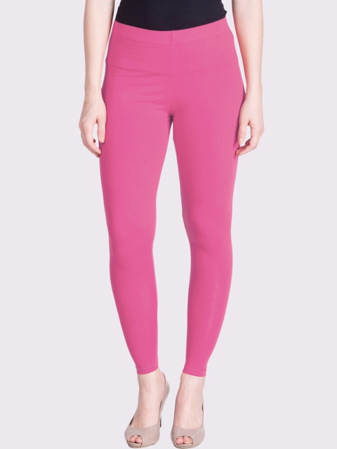 

LYRA Women Pink Solid Cotton Ankle-Length Leggings