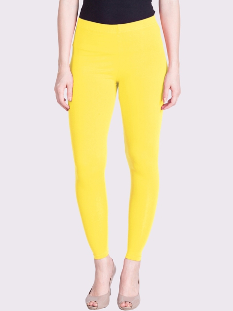 

LYRA Women Yellow Solid Cotton Ankle-Length Leggings