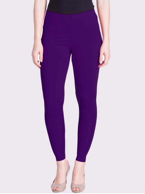 

LYRA Women Purple Solid Mid Rise Cotton Ankle-Length Leggings
