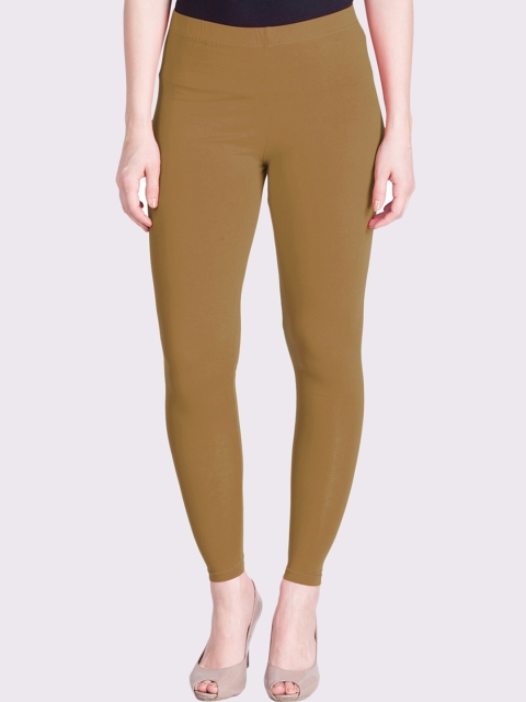 

LYRA Women Taupe Solid Cotton Ankle-Length Leggings