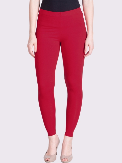 

LYRA Women Fuchsia Pink Solid Cotton Ankle-Length Leggings