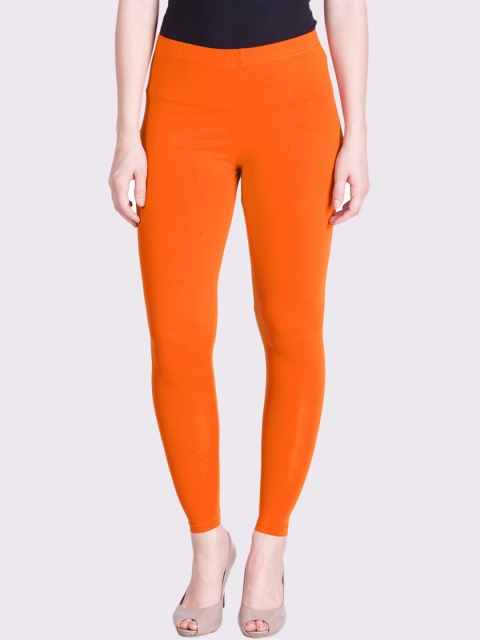 

LYRA Women Orange-Coloured Solid Cotton Ankle-Length Leggings