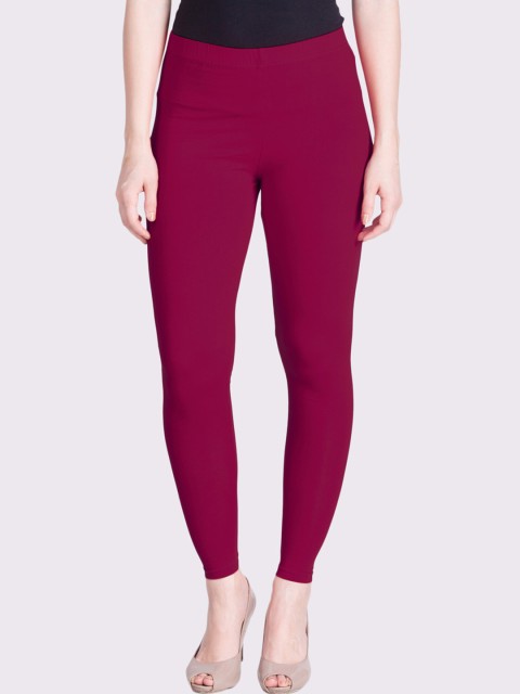 

LYRA Women Pink Solid Cotton Ankle-Length Leggings