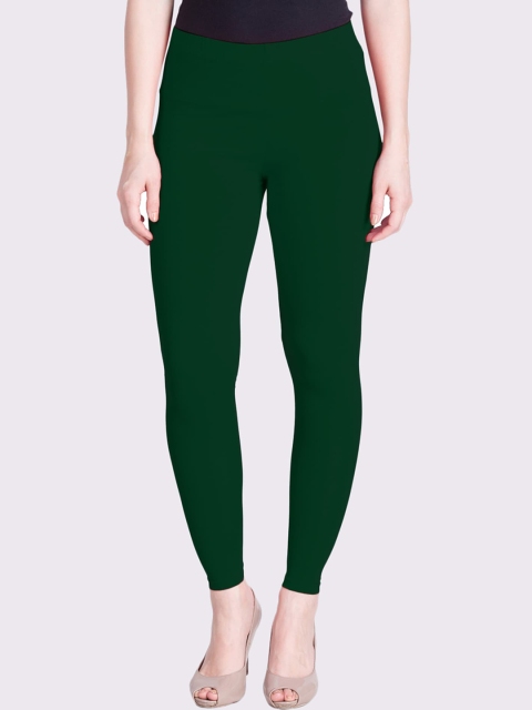 

LYRA Women Green Solid Mid Rise Cotton Ankle-Length Leggings