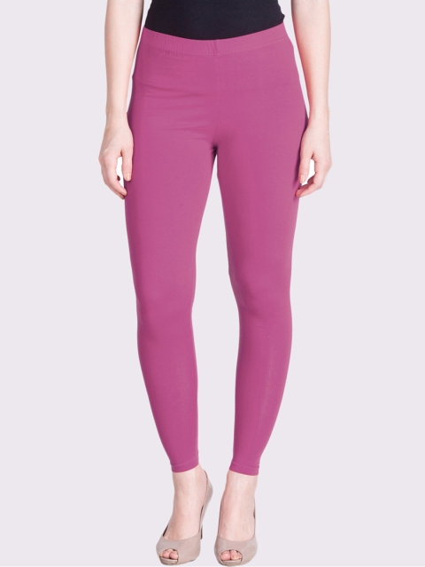 

LYRA Women Pink Solid Cotton Ankle-Length Leggings