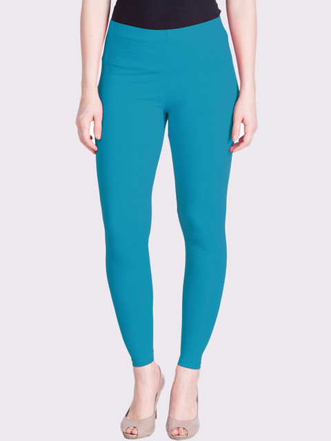 

LYRA Women Turquoise Blue Solid Cotton Ankle-Length Leggings