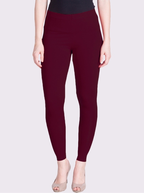 

LYRA Women Mauve Solid Cotton Ankle-Length Leggings