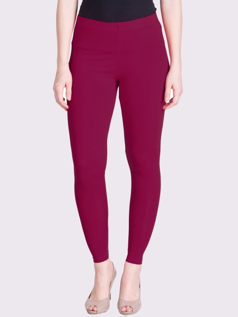 

LYRA Women Pink Solid Cotton Ankle-Length Leggings