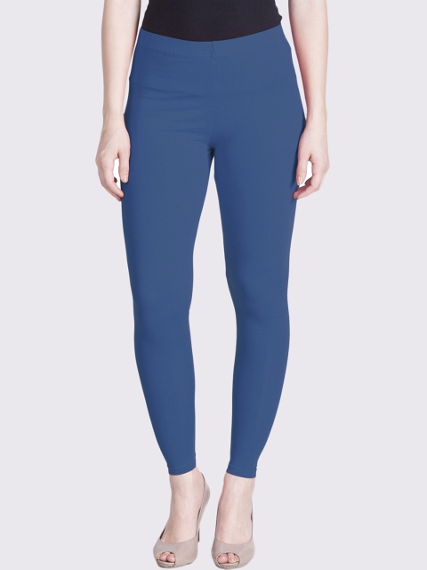 

LYRA Women Blue Solid Mid Rise Cotton Ankle-Length Leggings