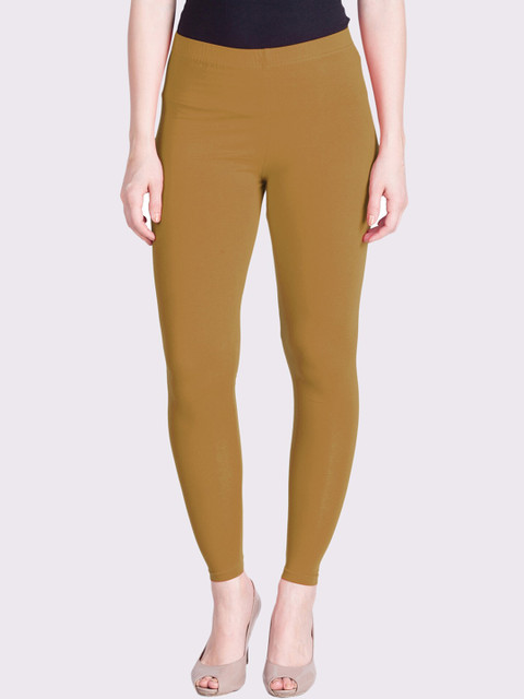 

LYRA Women Taupe Solid Cotton Ankle-Length Leggings