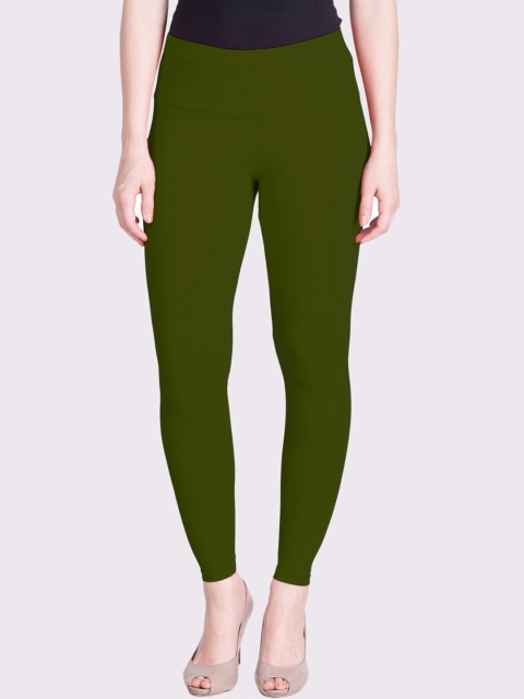 

LYRA Women Green Solid Cotton Ankle-Length Leggings