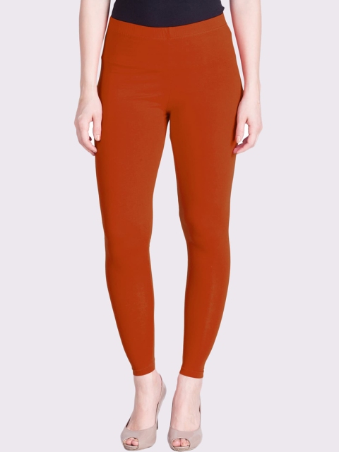 

LYRA Women Rust Solid Mid Rise Cotton Ankle-Length Leggings