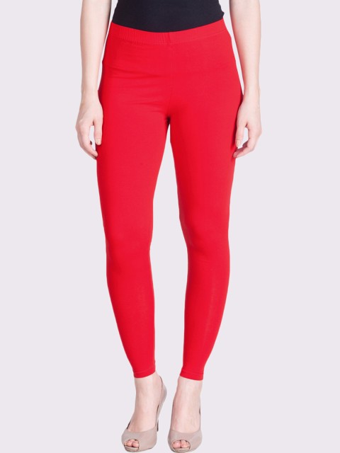 

LYRA Women Red Solid Cotton Ankle-Length Leggings