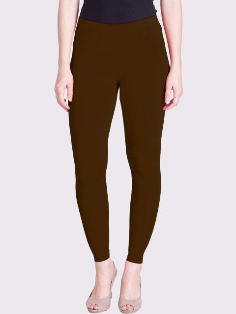 

LYRA Women Brown Solid Cotton Ankle-Length Leggings