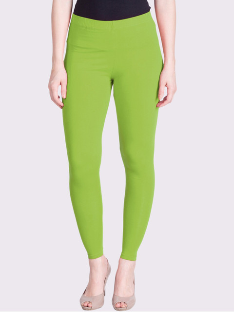 

LYRA Women Green Solid Cotton Ankle-Length Leggings