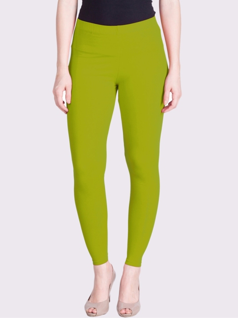 

LYRA Women Lime Green Solid Cotton Ankle-Length Leggings