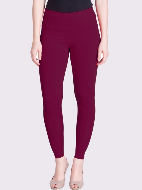 

LYRA Women Purple Solid Cotton Ankle-Length Leggings