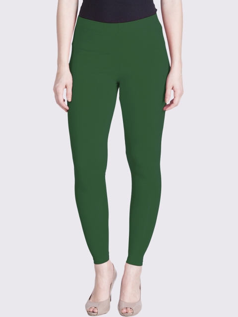 

LYRA Women Green Solid Mid Rise Cotton Ankle-Length Leggings