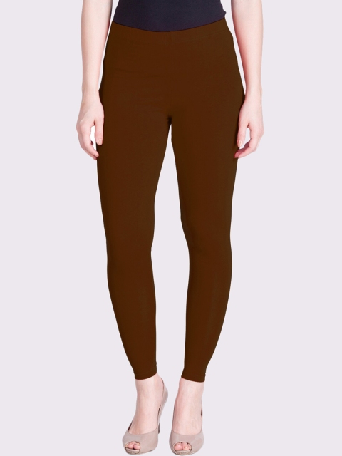 

LYRA Women Brown Solid Cotton Ankle-Length Leggings