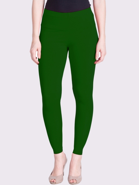 

LYRA Women Green Solid Cotton Ankle-Length Leggings