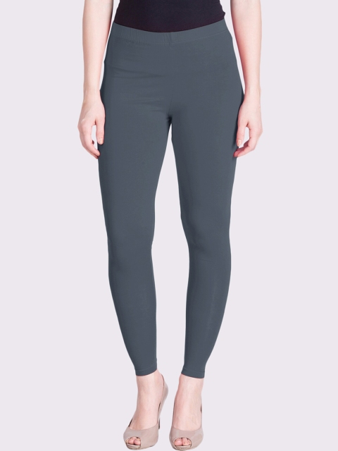 

LYRA Women Grey Solid Cotton Ankle-Length Leggings