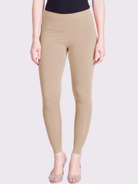 

LYRA Women Beige Solid Cotton Ankle-Length Leggings