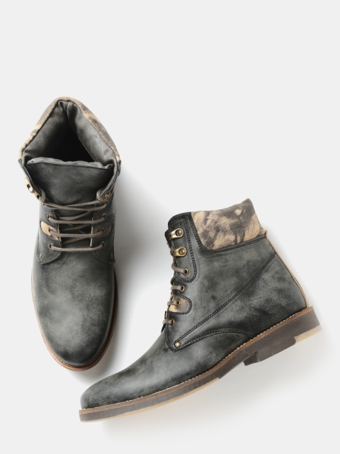 

Roadster Men Grey Solid High tops Flat Boots