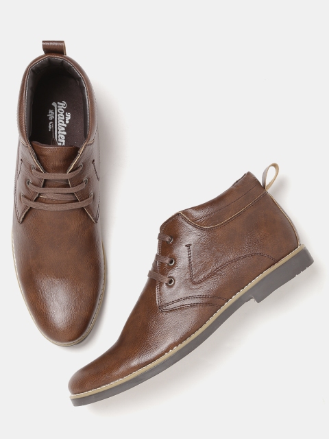 

Roadster Men Brown Solid Mid-Top Derbys