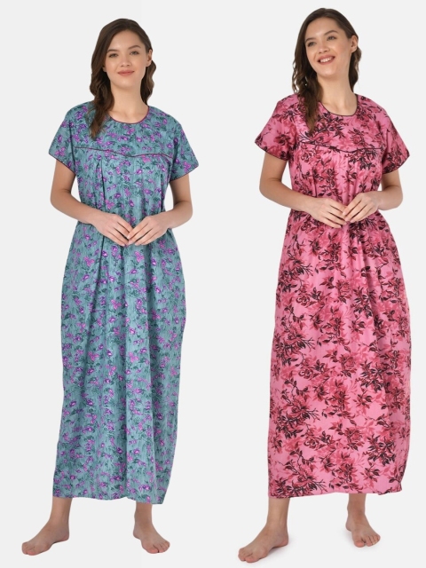 

Klamotten Set of 2 Printed Pure Cotton Maxi Nightdresses, Blue