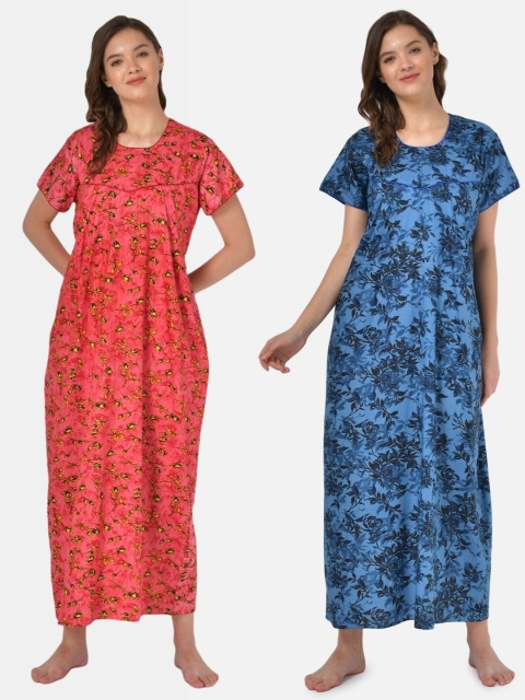 

Klamotten Set of 2 Printed Pure Cotton Maxi Nightdresses, Red