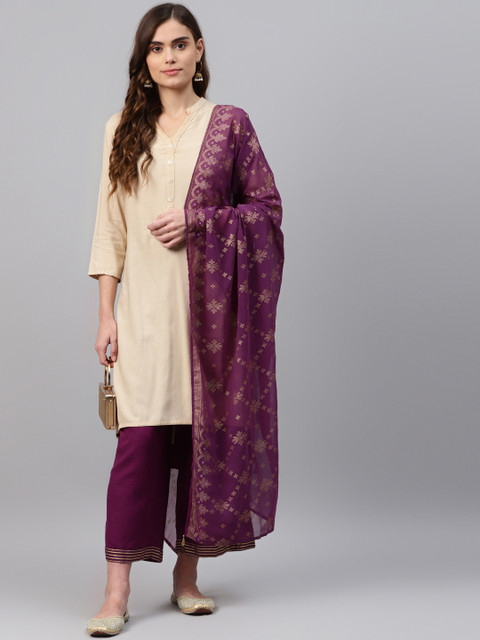 

Rangriti Purple Printed Dupatta